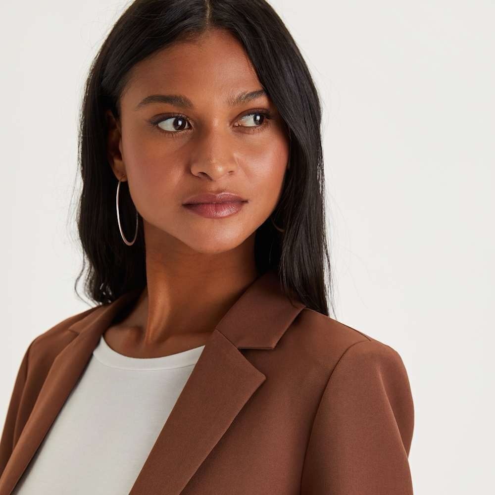 LULUS Officially Fashionable Brown Open Front Blazer‎ Sz S NWT in packaging - Picture 4 of 7
